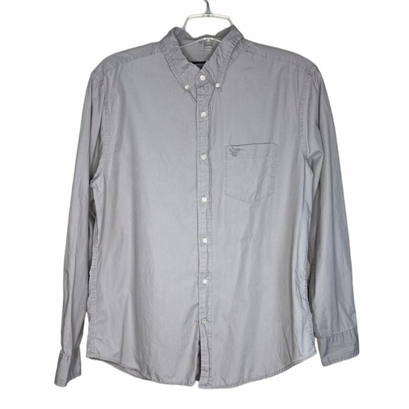 American Eagle Shirt Mens Large Solid Light Gray Button Down Casual Preppy - Picture 1 of 6